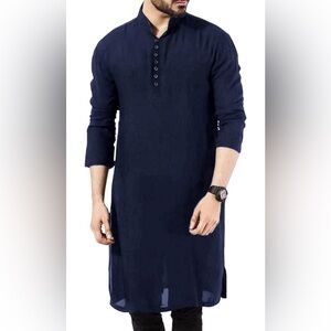 Abaya Thobe Arabic T Shirts Kaftan Longline Banded Collar Plain Gown